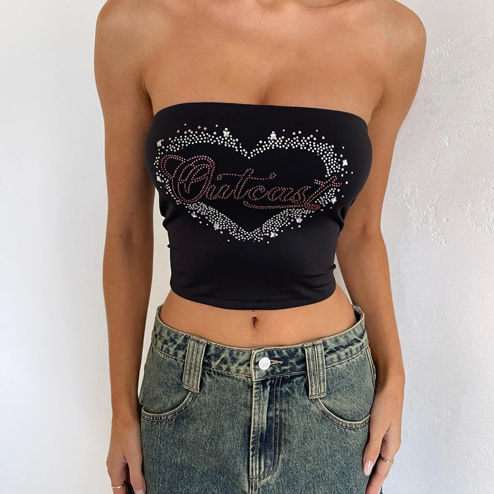 Black Eden boob Outcast rhinestone tube top